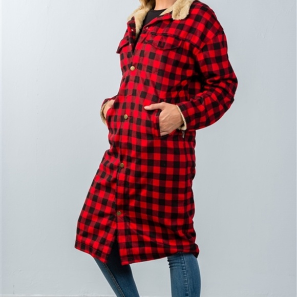 CHECKERED FUR INSIDE COAT - Picture 3 of 4